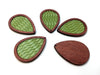 P281 - 4 pcs. Olive Green REAL Leather Cowhide over Wood Dangle Pendants - Rattan - Teardrop - 46mm (1.81") - Great for Earrings or Dangles! (Copy)