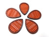 P196 - 4 pcs. Camel Brown REAL Leather Cowhide over Wood Dangle Pendants - Rattan - Teardrop - 46mm (1.81") - Great for Earrings or Dangles!