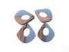 P351 - 4 pcs. Blue Resin and Wood Teardrop Flat Pendant - 33mm x 28mm - (1.3" x 1.1") - MEDIUM - Great for Earrings and Necklaces!