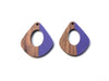 P350 - 4 pcs. Purple Resin and Wood Teardrop Flat Pendant - 33mm x 28mm - (1.3" x 1.1") - MEDIUM - Great for Earrings and Necklaces!