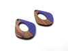 P350 - 4 pcs. Purple Resin and Wood Teardrop Flat Pendant - 33mm x 28mm - (1.3" x 1.1") - MEDIUM - Great for Earrings and Necklaces!