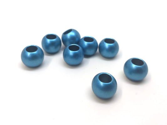 BD271 - 75 pcs Blue Matte Acrylic Smooth Ball Spacer Beads - 12mm - Large Hole: 6mm - Fits European Cords and Paracord!