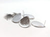 E484 - 10 pcs. Silver Plated Earring Tacks Posts Studs Settings Bezels Cabochons - Teardrop - 25mm x 18mm Glue Pad Setting