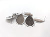 E484 - 10 pcs. Silver Plated Earring Tacks Posts Studs Settings Bezels Cabochons - Teardrop - 25mm x 18mm Glue Pad Setting