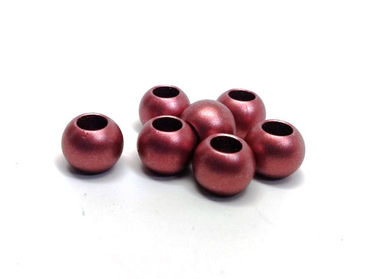 BD644 - 75 pcs Red Matte Acrylic Smooth Ball Spacer Beads - 12mm - Large Hole: 6mm - Fits European Cords and Paracord!