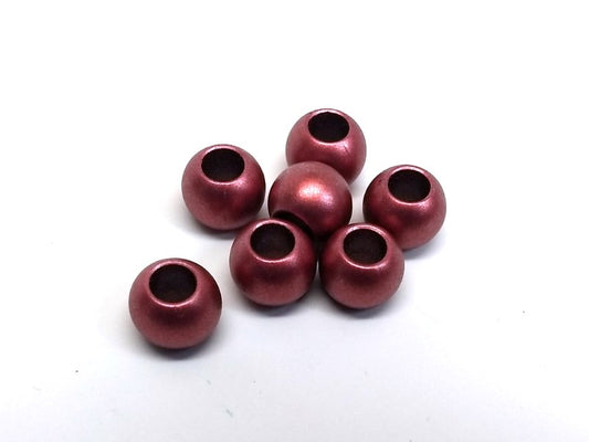 BD644 - 75 pcs Red Matte Acrylic Smooth Ball Spacer Beads - 12mm - Large Hole: 6mm - Fits European Cords and Paracord!