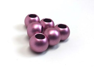 BD648 - 75 pcs Pink Matte Acrylic Smooth Ball Spacer Beads - 12mm - Large Hole: 6mm - Fits European Cords and Paracord!