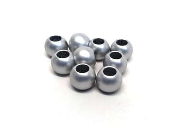 BD745 - 75 pcs Silver Matte Acrylic Smooth Ball Spacer Beads - 12mm - Large Hole: 6mm - Fits European Cords and Paracord!