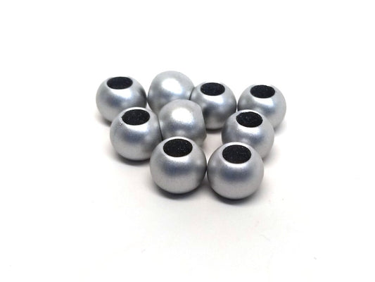 BD745 - 75 pcs Silver Matte Acrylic Smooth Ball Spacer Beads - 12mm - Large Hole: 6mm - Fits European Cords and Paracord!