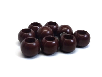 BD757 - 75 pcs Brown Acrylic Smooth Ball Spacer Beads - 11mm x 9mm - Large Hole: 4.9mm - Fits European Cords and Paracord!