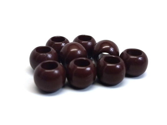 BD757 - 75 pcs Brown Acrylic Smooth Ball Spacer Beads - 11mm x 9mm - Large Hole: 4.9mm - Fits European Cords and Paracord!