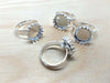 RB048 - 5 pcs. Silver Plated ADJUSTABLE Cabochon Setting Bezel RING bases settings - Ring Size 6 US - Glue Pad 12mm (0.47 in) - Filigree Pattern (Copy)