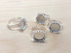 RB048 - 5 pcs. Silver Plated ADJUSTABLE Cabochon Setting Bezel RING bases settings - Ring Size 6 US - Glue Pad 12mm (0.47 in) - Filigree Pattern (Copy)