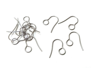 E806A - 50 pcs 304 Stainless Steel Earring Hooks with Loop Hole - 19mm x 14mm - Large Loop: 6mm