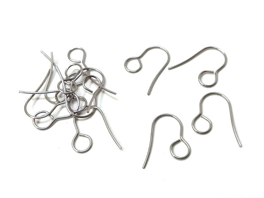 E806A - 50 pcs 304 Stainless Steel Earring Hooks with Loop Hole - 19mm x 14mm - Large Loop: 6mm