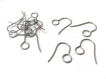 E857 - 50 pcs 304 Stainless Steel Earring Hooks with Loop Hole - 27mm x 20mm - Large Loop: 6mm