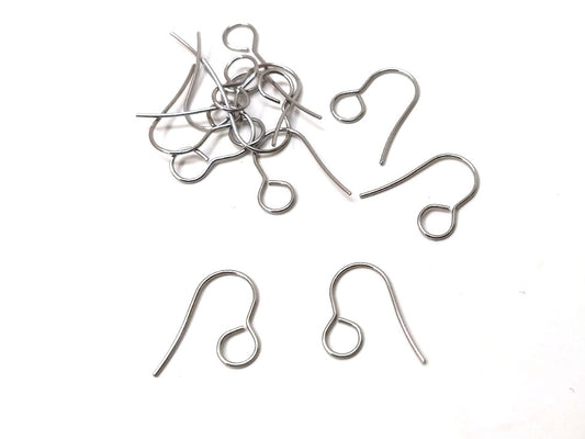 E857 - 50 pcs 304 Stainless Steel Earring Hooks with Loop Hole - 27mm x 20mm - Large Loop: 6mm