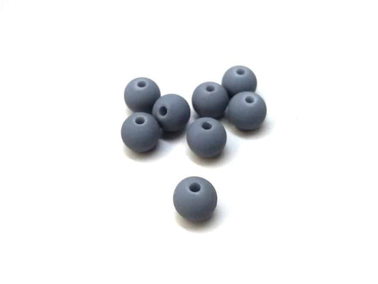 BD818B - 500 Beads - 8mm Steel Gray Matte Frosted Rubberized Acrylic Round Beads - Hole Size: 1.5mm