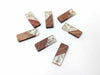 MP0035 - 4 pcs. Silver Foil and Clear Resin and Wood Rectangle Flat Pendant - 23mm x 9mm - (0.91" x 0.4") - SMALL