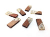 MP0035 - 4 pcs. Silver Foil and Clear Resin and Wood Rectangle Flat Pendant - 23mm x 9mm - (0.91" x 0.4") - SMALL