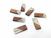 MP0035 - 4 pcs. Silver Foil and Clear Resin and Wood Rectangle Flat Pendant - 23mm x 9mm - (0.91" x 0.4") - SMALL