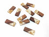 MP0034 - 4 pcs. Gold Foil and Clear Resin and Wood Rectangle Flat Pendant - 23mm x 9mm - (0.91" x 0.4") - SMALL