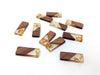 MP0034 - 4 pcs. Gold Foil and Clear Resin and Wood Rectangle Flat Pendant - 23mm x 9mm - (0.91" x 0.4") - SMALL