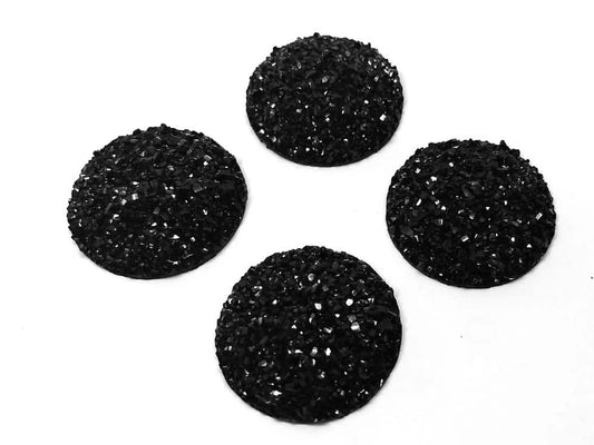 RC0033 - 4 pcs Druzy Resin Embellishment Cabochons Black - 30mm (1.18 inch) - Dome Style