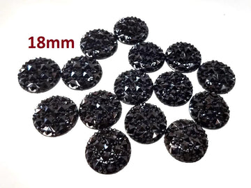 RC0039 - 10 pcs Druzy Resin Embellishment Cabochons Black - 18mm - Shimmer Style