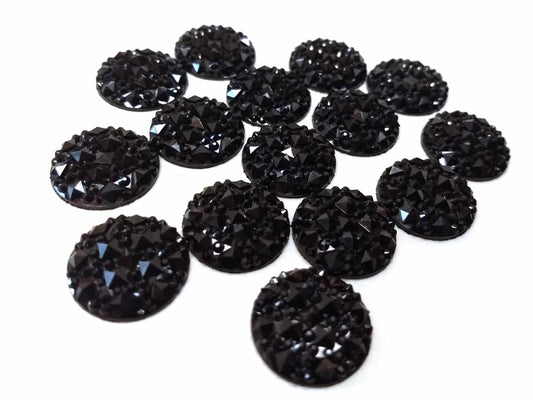 RC0039 - 10 pcs Druzy Resin Embellishment Cabochons Black - 18mm - Shimmer Style