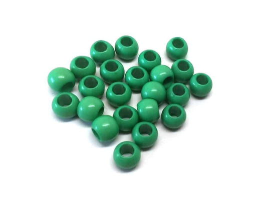 BD831 - 100 pcs Green Smooth Ball Spacer Beads - 10mm - Large Hole: 4.7mm - Fits European Cords and Paracord!