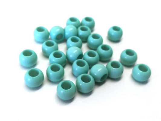 BD832 - 100 pcs Teal Smooth Ball Spacer Beads - 10mm - Large Hole: 4.7mm - Fits European Cords and Paracord!