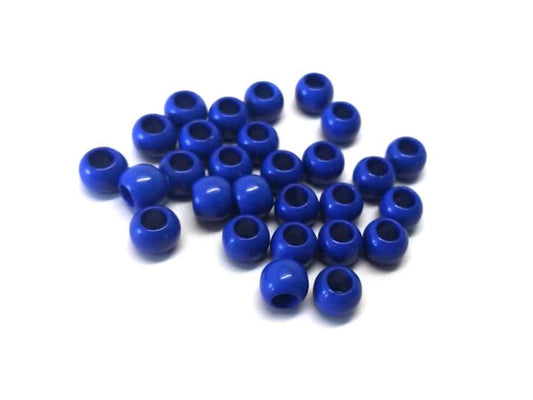 BD833 - 100 pcs Dark Royal Blue Smooth Ball Spacer Beads - 10mm - Large Hole: 4.7mm - Fits European Cords and Paracord!