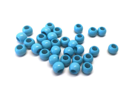 BD834 - 100 pcs Sky Blue Smooth Ball Spacer Beads - 10mm - Large Hole: 4.7mm - Fits European Cords and Paracord!