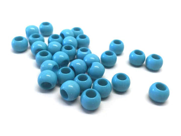 BD834 - 100 pcs Sky Blue Smooth Ball Spacer Beads - 10mm - Large Hole: 4.7mm - Fits European Cords and Paracord!