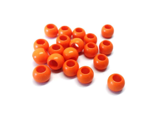BD835 - 100 pcs Orange Smooth Ball Spacer Beads - 10mm - Large Hole: 4.7mm - Fits European Cords and Paracord!