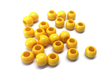 BD836 - 100 pcs Yellow Smooth Ball Spacer Beads - 10mm - Large Hole: 4.7mm - Fits European Cords and Paracord!