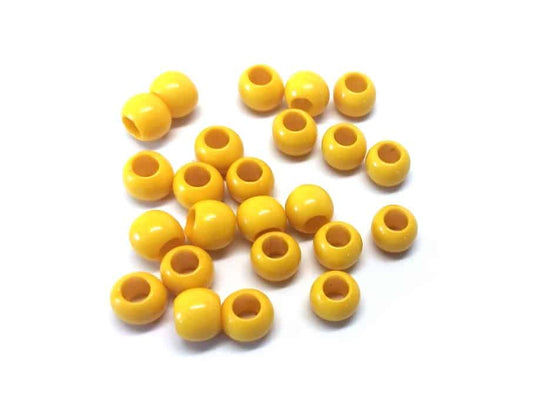 BD836 - 100 pcs Yellow Smooth Ball Spacer Beads - 10mm - Large Hole: 4.7mm - Fits European Cords and Paracord!