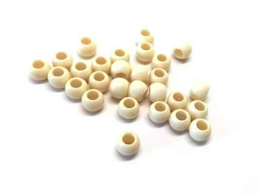 BD837 - 100 pcs Beige Smooth Ball Spacer Beads - 10mm - Large Hole: 4.7mm - Fits European Cords and Paracord!