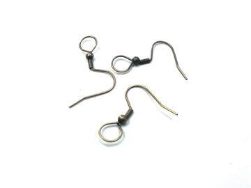 E848B - 1000 pcs Antique Bronze Earring Hooks with Spring and Ball - 25mm x 20mm - Parallel Loop  - Large Loop: 7mm