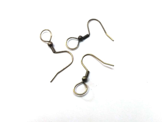 E848B - 1000 pcs Antique Bronze Earring Hooks with Spring and Ball - 25mm x 20mm - Parallel Loop  - Large Loop: 7mm