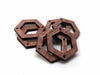 WP0006 - 6 pcs. Brown Wood Hexagon Flat Connectors – 28mm x 25mm