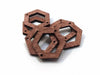 WP0006 - 6 pcs. Brown Wood Hexagon Flat Connectors – 28mm x 25mm
