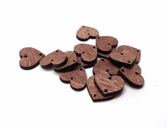 WP0009 - 6 pcs. Brown Wood Heart Flat Connectors – 20mm x 18mm