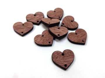 WP0009 - 6 pcs. Brown Wood Heart Flat Connectors – 20mm x 18mm