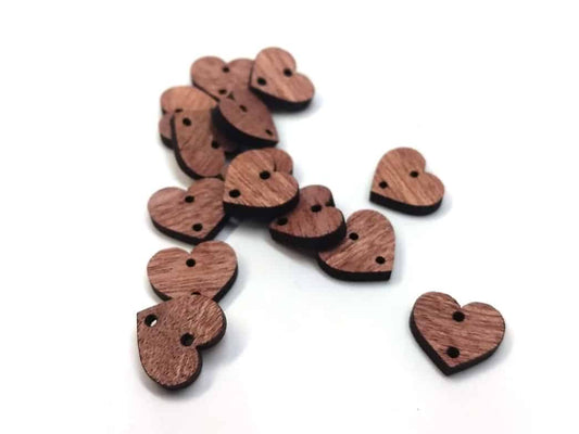 WP0010 - 6 pcs. Brown Wood Heart Flat Connectors – 15mm x 13mm