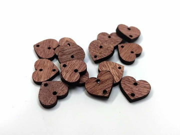 WP0010 - 6 pcs. Brown Wood Heart Flat Connectors – 15mm x 13mm