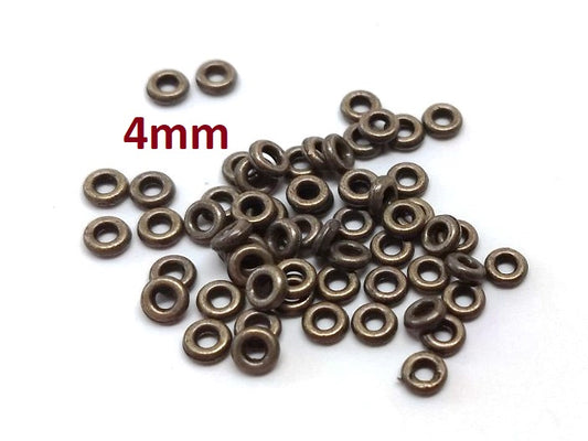 JR0004 - 100 pcs Antique Bronze Soldered Closed Jump Rings - 4mm - 16 Gauge (1.2mm Thick)