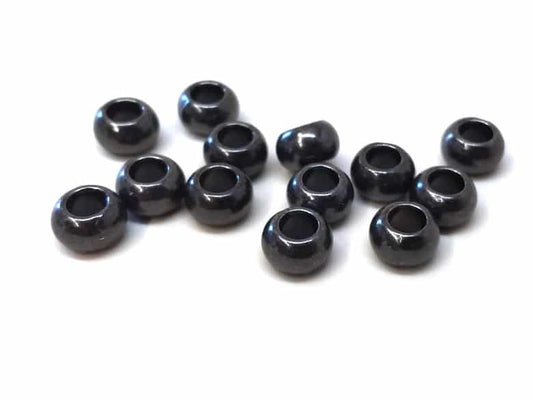 BD845 - 50 pcs Gunmetal Metal Smooth Ball Spacer Beads - 9mm - Large Hole: 4.5mm - Fits European Cords and Paracord!