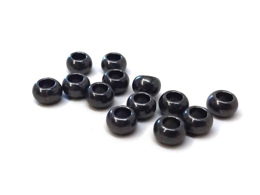 BD845 - 50 pcs Gunmetal Metal Smooth Ball Spacer Beads - 9mm - Large Hole: 4.5mm - Fits European Cords and Paracord!